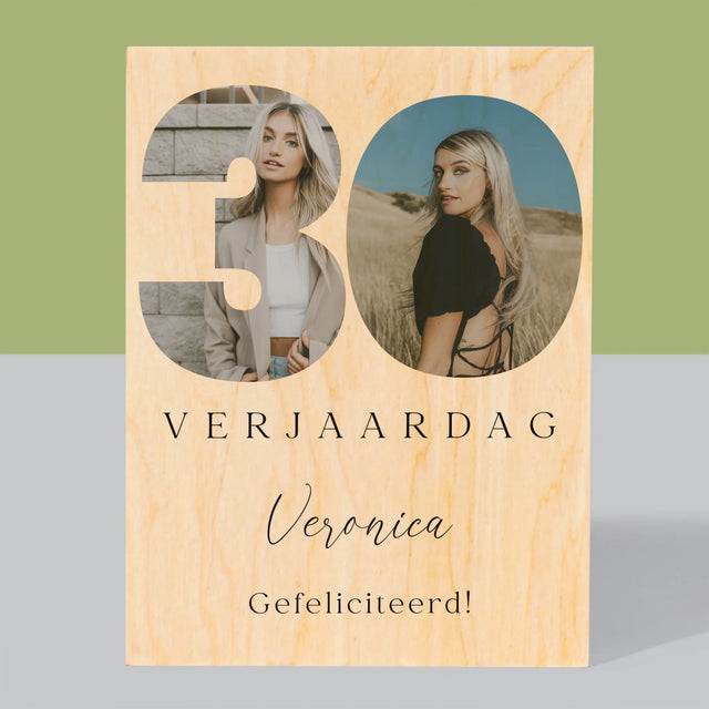 Woord Van Foto'S: 30E Verjaardag Handtekening - Afdruk Op Hout (Verticaal)