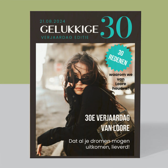 Omslag Van Tijdschrift: Gelukkige 30 - Afdruk Op Hout (Verticaal)