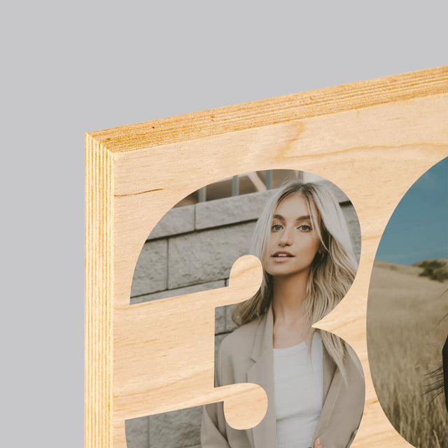 Woord Van Foto'S: 30E Verjaardag Handtekening - Afdruk Op Hout (Verticaal)