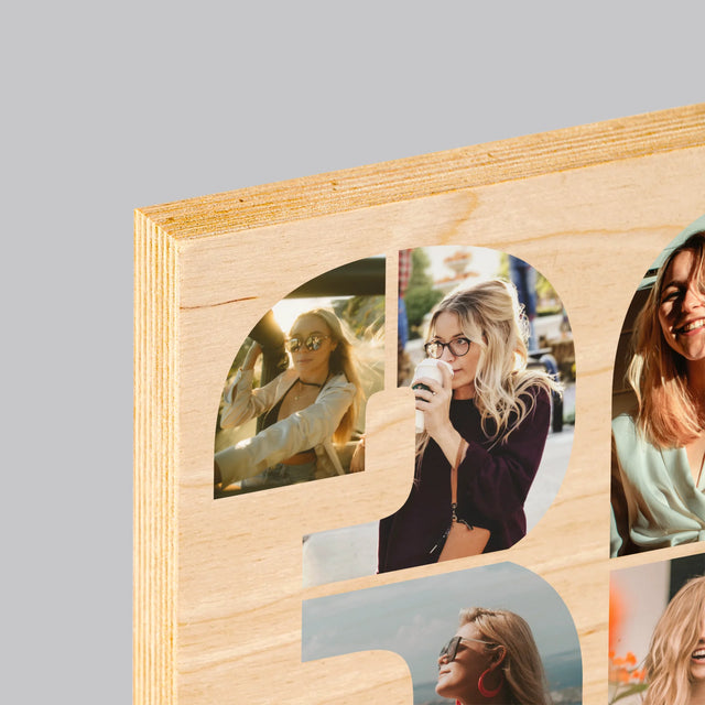 Fotocollage: 30E Verjaardag Wensen - Afdruk Op Hout (Verticaal)