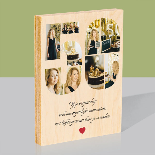 Vorm Van Foto'S: 50E Verjaardag Wensen - Afdruk Op Hout (Verticaal)