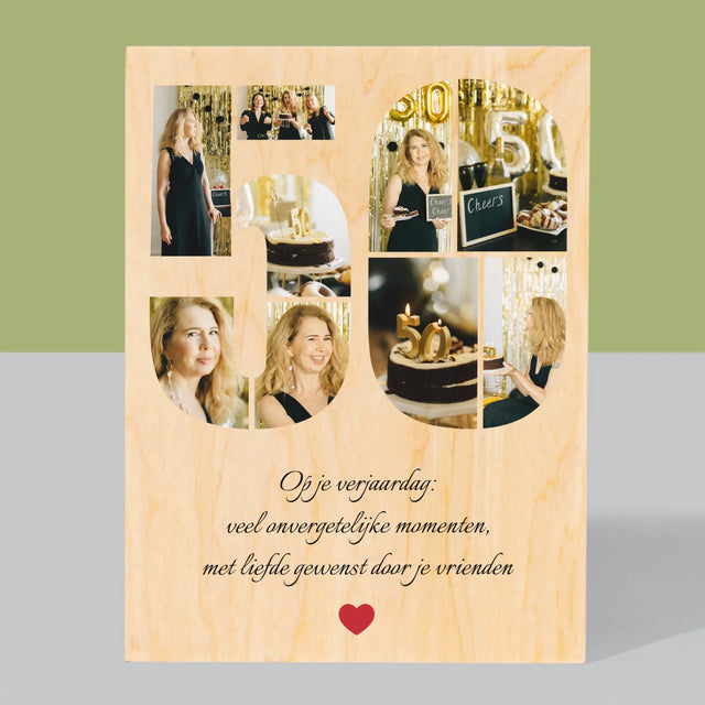 Vorm Van Foto'S: 50E Verjaardag Wensen - Afdruk Op Hout (Verticaal)