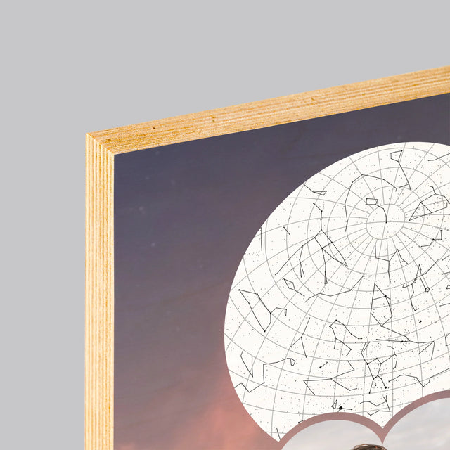 Starrenkaart: Verliefden Op De Bergen - Afdruk Op Hout (Verticaal)