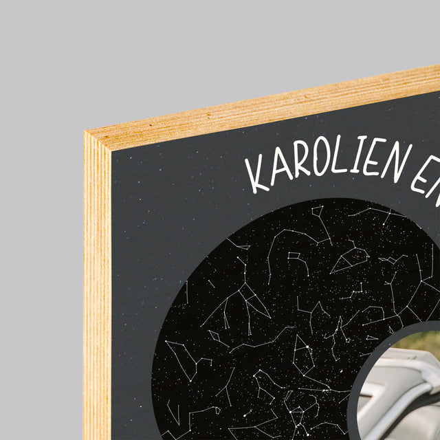 Starrenkaart: Nieuwe Levensweg, Trouw - Afdruk Op Hout (Verticaal)