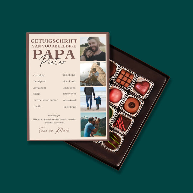 Fotocollage: Getuigschrift Van Voorbeeldige Papa - Pralines