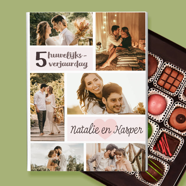 Fotocollage: 5De Huwelijksverjaardag - Pralines