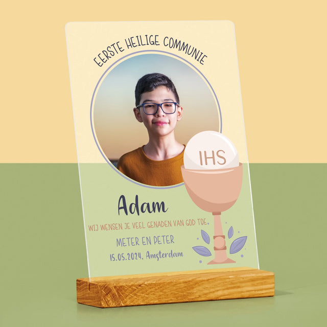 Foto En Handtekening: Eerste Heilige Communie - Afdruk Op Acrylglas (Verticaal)