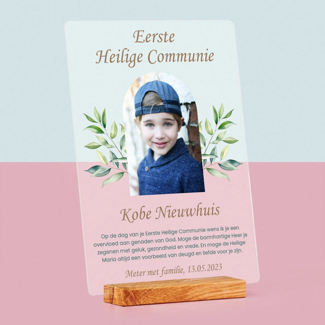 Foto En Handtekening: Eerste Heilige Communie - Afdruk Op Acrylglas (Verticaal)