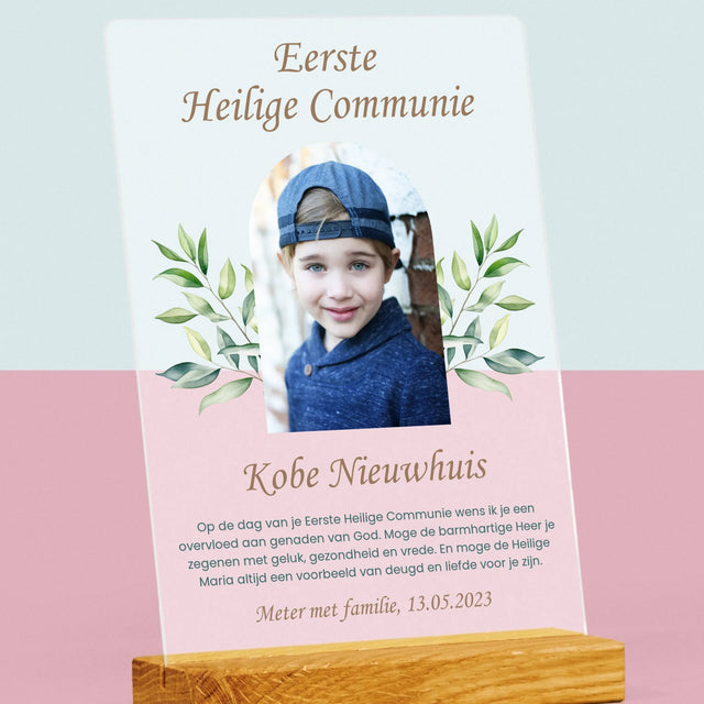 Foto En Handtekening: Eerste Heilige Communie - Afdruk Op Acrylglas (Verticaal)