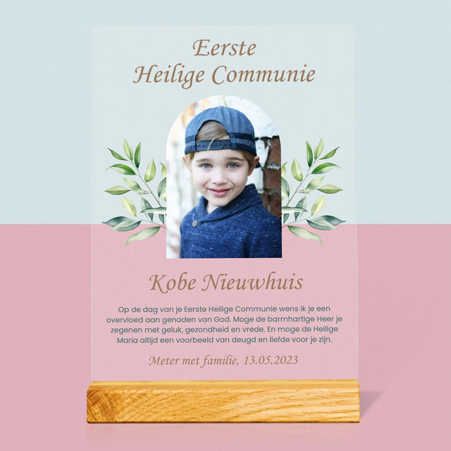 Foto En Handtekening: Eerste Heilige Communie - Afdruk Op Acrylglas (Verticaal)