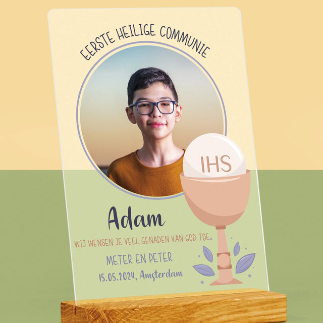 Foto En Handtekening: Eerste Heilige Communie - Afdruk Op Acrylglas (Verticaal)
