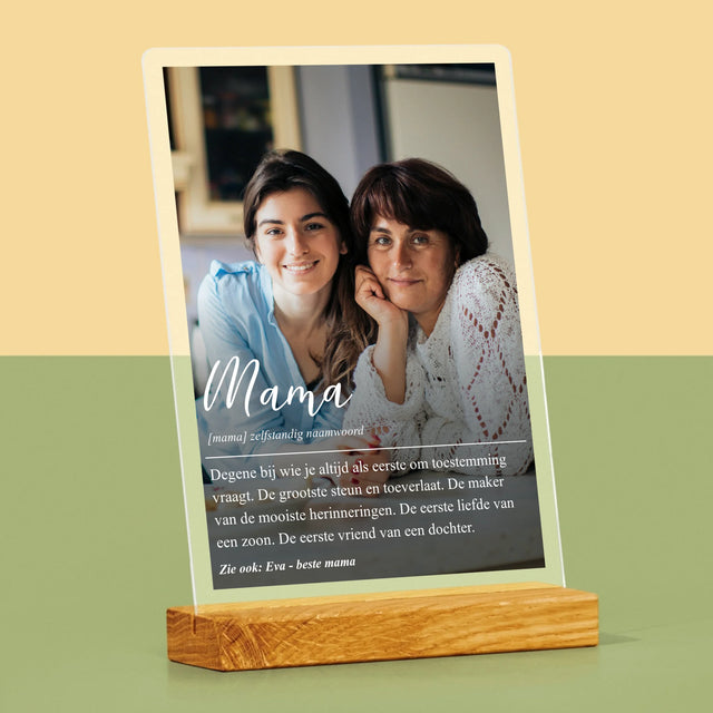 Foto En Handtekening: Mama Definitie - Afdruk Op Acrylglas (Verticaal)