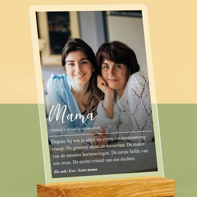 Foto En Handtekening: Mama Definitie - Afdruk Op Acrylglas (Verticaal)