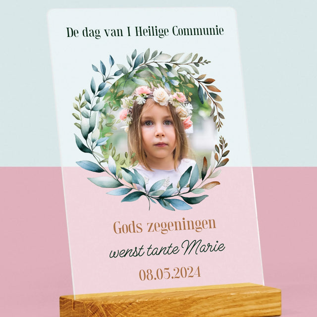 Foto En Handtekening: Op De Dag Van I Heilige Communie - Afdruk Op Acrylglas (Verticaal)