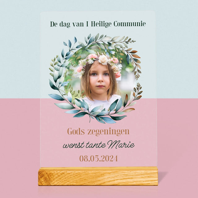 Foto En Handtekening: Op De Dag Van I Heilige Communie - Afdruk Op Acrylglas (Verticaal)