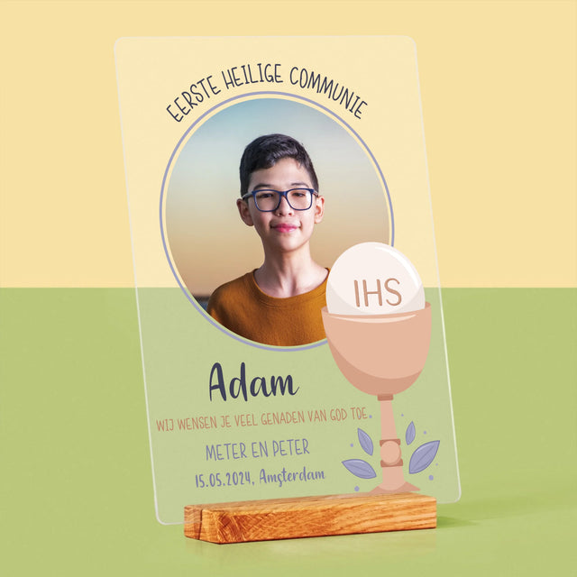 Foto En Handtekening: Eerste Heilige Communie - Afdruk Op Acrylglas (Verticaal)