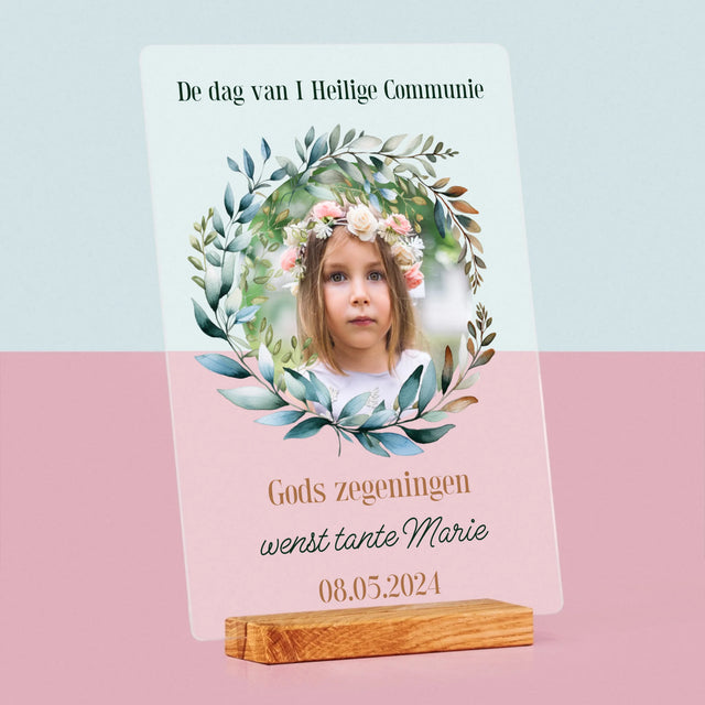 Foto En Handtekening: Op De Dag Van I Heilige Communie - Afdruk Op Acrylglas (Verticaal)