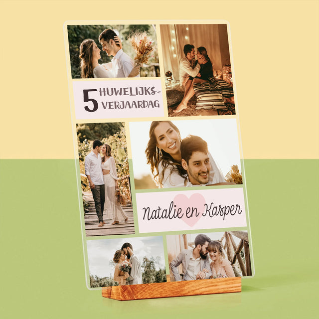 Fotocollage: 5De Huwelijksverjaardag - Afdruk Op Acrylglas (Verticaal)
