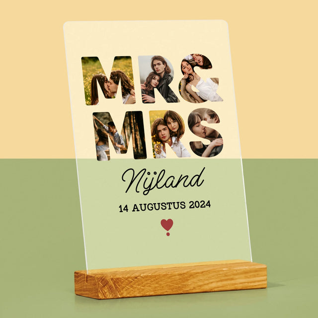 Woord Van Foto'S: Mr&Mrs - Afdruk Op Acrylglas (Verticaal)