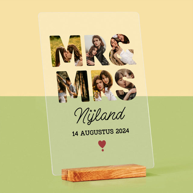 Woord Van Foto'S: Mr&Mrs - Afdruk Op Acrylglas (Verticaal)