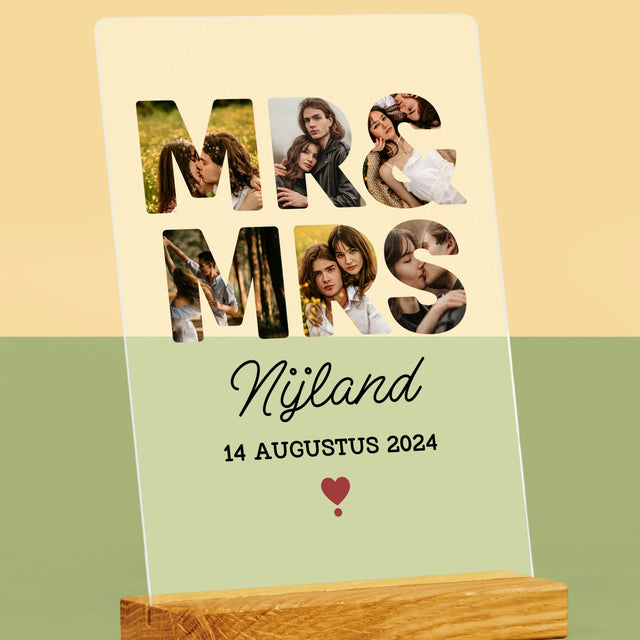 Woord Van Foto'S: Mr&Mrs - Afdruk Op Acrylglas (Verticaal)