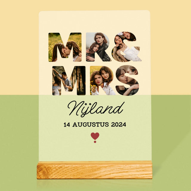 Woord Van Foto'S: Mr&Mrs - Afdruk Op Acrylglas (Verticaal)