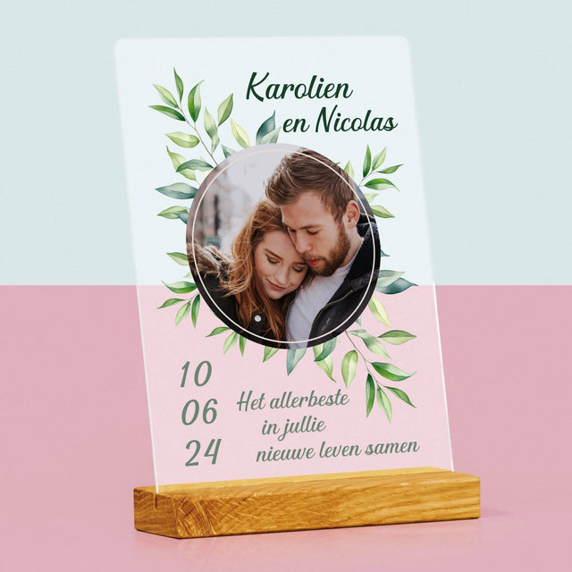 Foto En Handtekening: Trouw, Blaadjes - Afdruk Op Acrylglas (Verticaal)