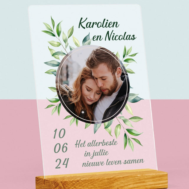 Foto En Handtekening: Trouw, Blaadjes - Afdruk Op Acrylglas (Verticaal)