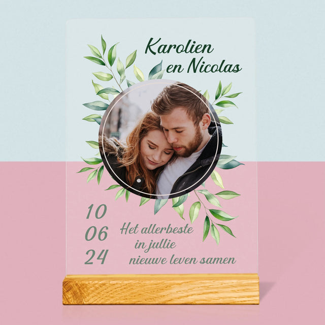 Foto En Handtekening: Trouw, Blaadjes - Afdruk Op Acrylglas (Verticaal)