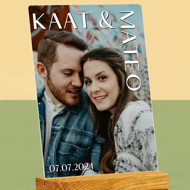 Foto En Handtekening: Namen, Trouw - Afdruk Op Acrylglas (Verticaal)