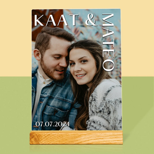 Foto En Handtekening: Namen, Trouw - Afdruk Op Acrylglas (Verticaal)