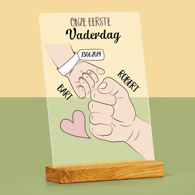 Naam En Handtekening : Eerste Vaderdag Samen - Afdruk Op Acrylglas (Verticaal)