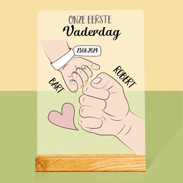 Naam En Handtekening : Eerste Vaderdag Samen - Afdruk Op Acrylglas (Verticaal)
