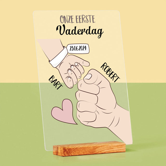 Naam En Handtekening : Eerste Vaderdag Samen - Afdruk Op Acrylglas (Verticaal)