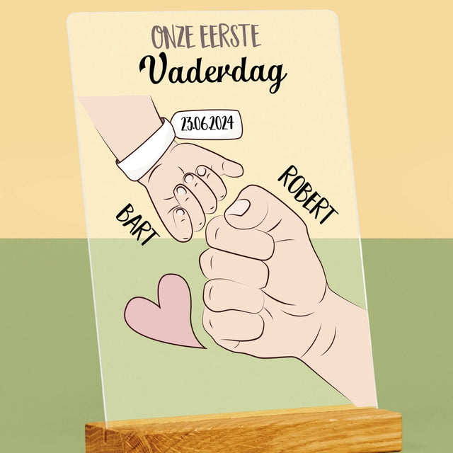 Naam En Handtekening : Eerste Vaderdag Samen - Afdruk Op Acrylglas (Verticaal)