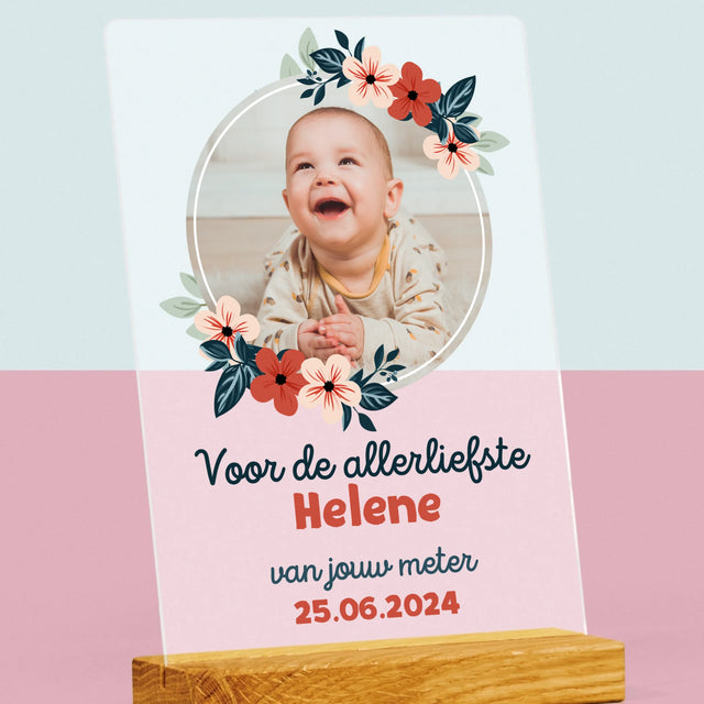 Foto En Handtekening: Voor Petekind - Afdruk Op Acrylglas (Verticaal)