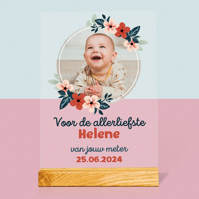 Foto En Handtekening: Voor Petekind - Afdruk Op Acrylglas (Verticaal)