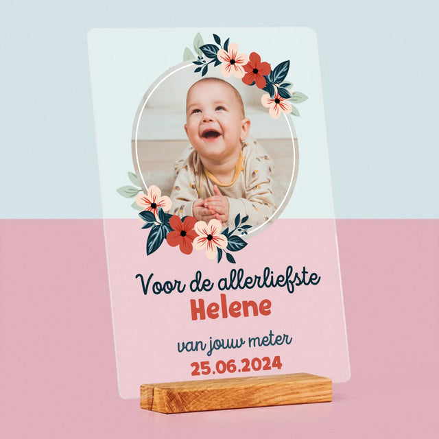 Foto En Handtekening: Voor Petekind - Afdruk Op Acrylglas (Verticaal)