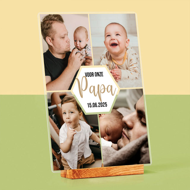 Fotocollage: Voor Onze Papa - Afdruk Op Acrylglas (Verticaal)