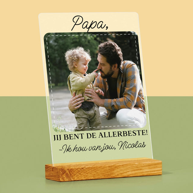 Foto En Handtekening: Allerbeste Papa - Afdruk Op Acrylglas (Verticaal)
