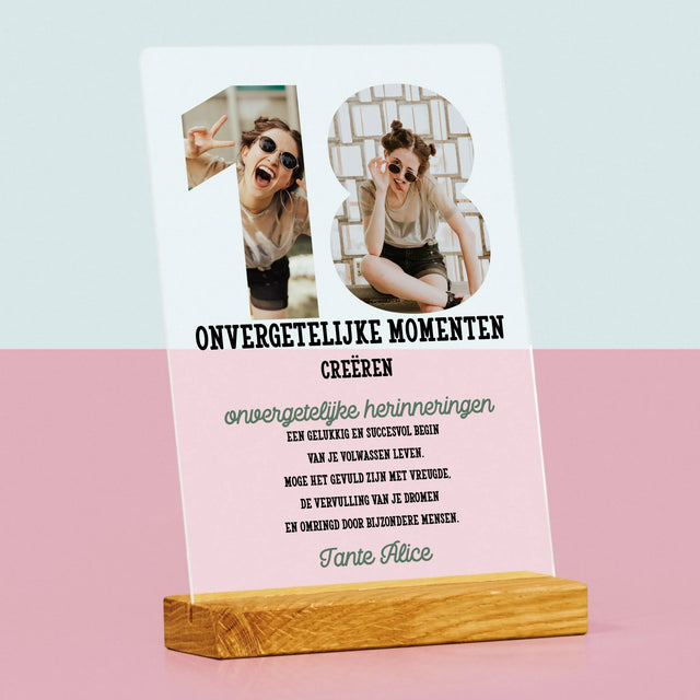 Woord Van Foto'S: 18De Verjaardag - Afdruk Op Acrylglas (Verticaal)