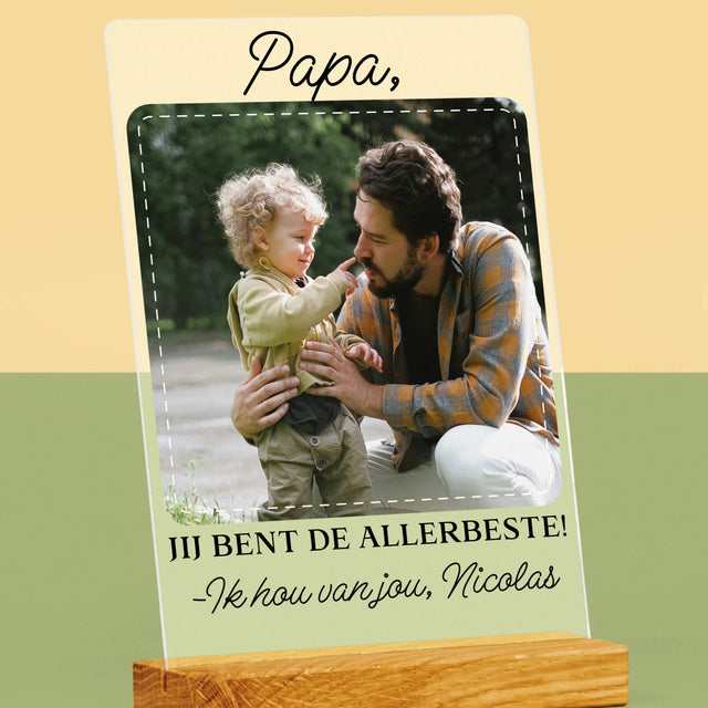 Foto En Handtekening: Allerbeste Papa - Afdruk Op Acrylglas (Verticaal)
