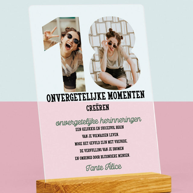 Woord Van Foto'S: 18De Verjaardag - Afdruk Op Acrylglas (Verticaal)