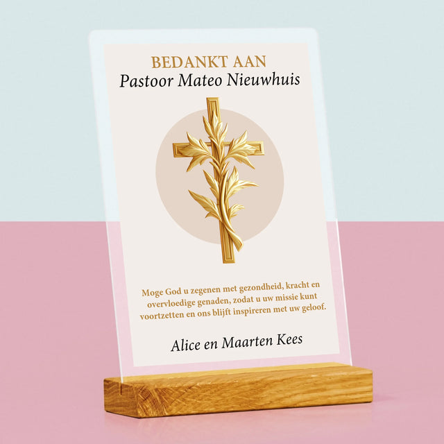 Naam En Handtekening : Bedankt Aan Pastoor - Afdruk Op Acrylglas (Verticaal)