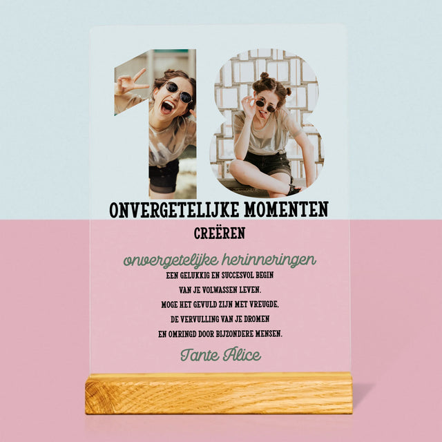 Woord Van Foto'S: 18De Verjaardag - Afdruk Op Acrylglas (Verticaal)