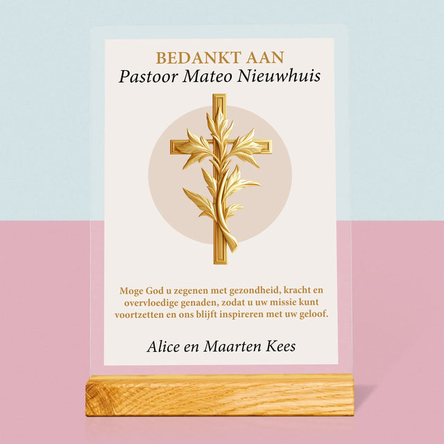 Naam En Handtekening : Bedankt Aan Pastoor - Afdruk Op Acrylglas (Verticaal)