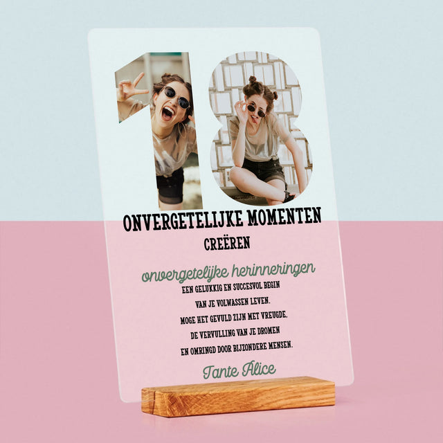 Woord Van Foto'S: 18De Verjaardag - Afdruk Op Acrylglas (Verticaal)