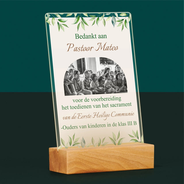 Foto En Handtekening: Bedankt Aan Passtoor, Communnie
- Afdruk Op Acrylglas (Verticaal)