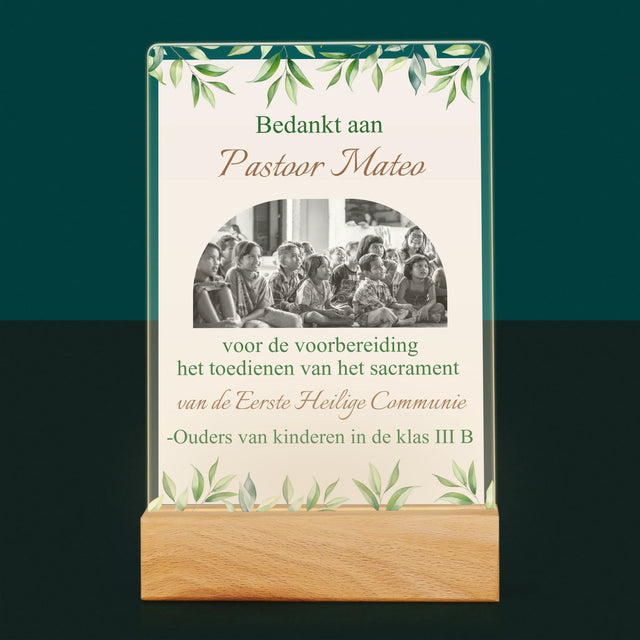 Foto En Handtekening: Bedankt Aan Passtoor, Communnie
- Afdruk Op Acrylglas (Verticaal)