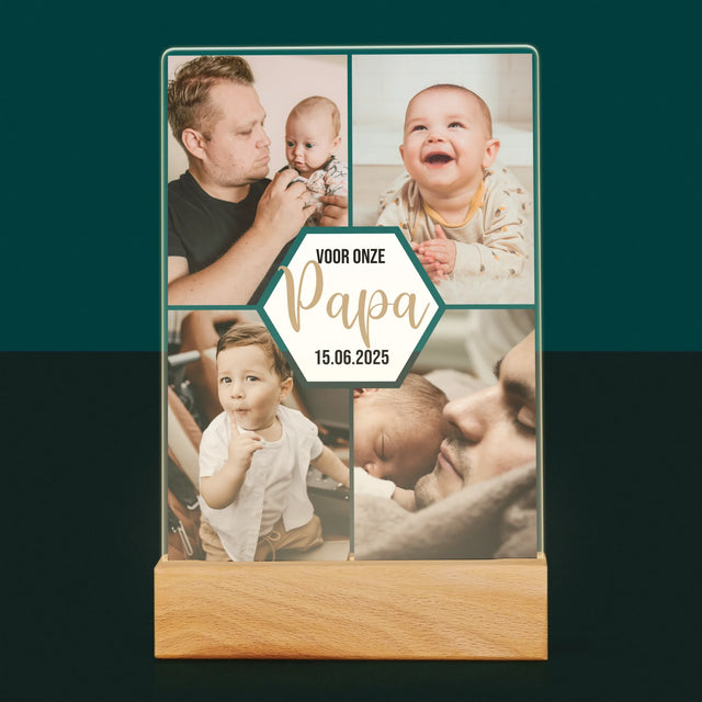 Fotocollage: Voor Onze Papa - Afdruk Op Acrylglas (Verticaal)